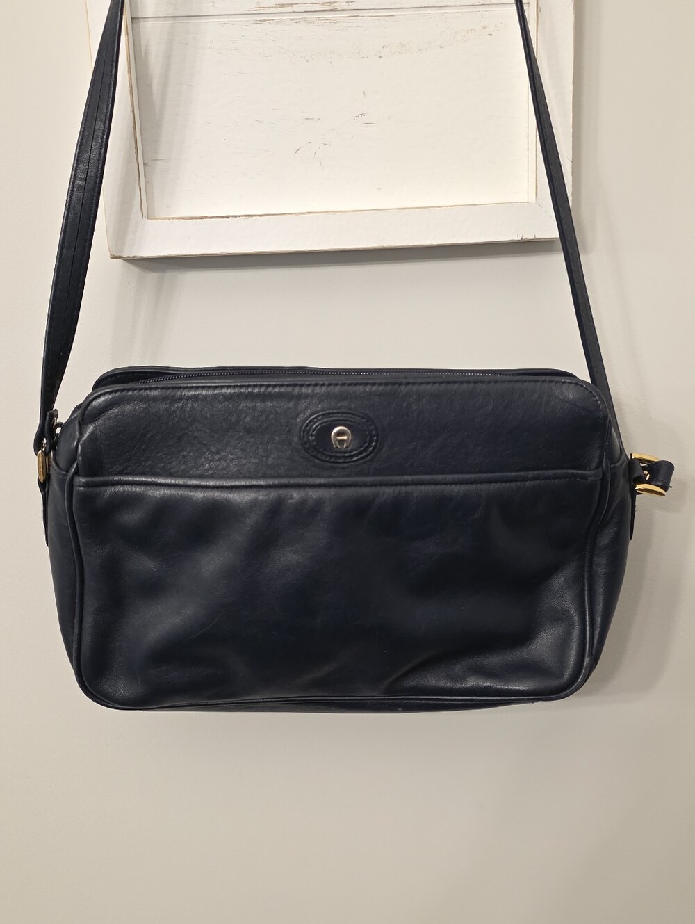 Vintage Etienne Aigner Navy Blue Leather Purse Crossbody